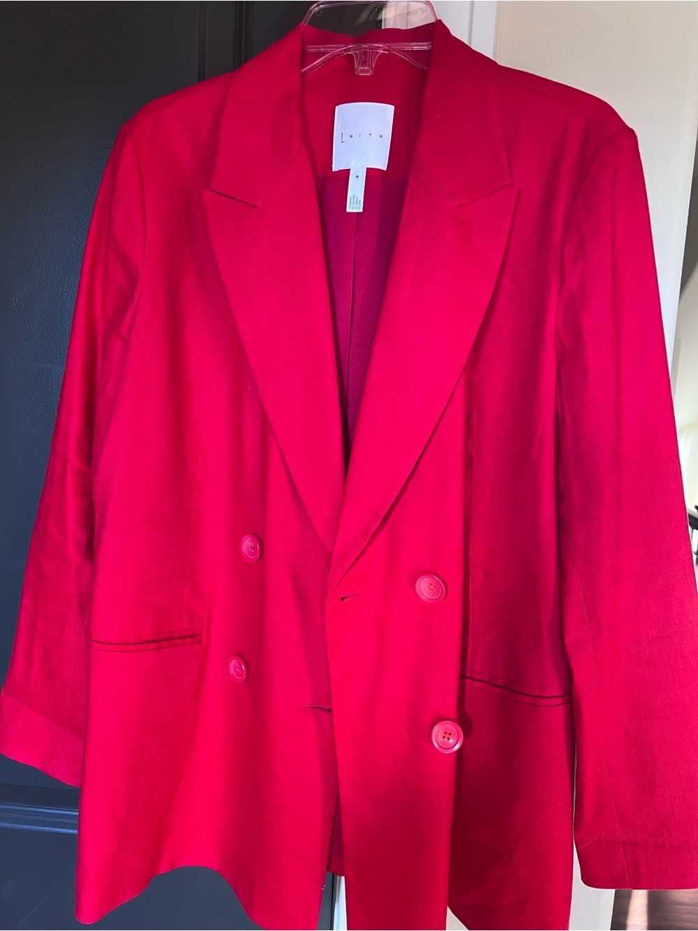 Leith Nordstrom Women’s Red Linen Blend Blazer size Medium excellent condition